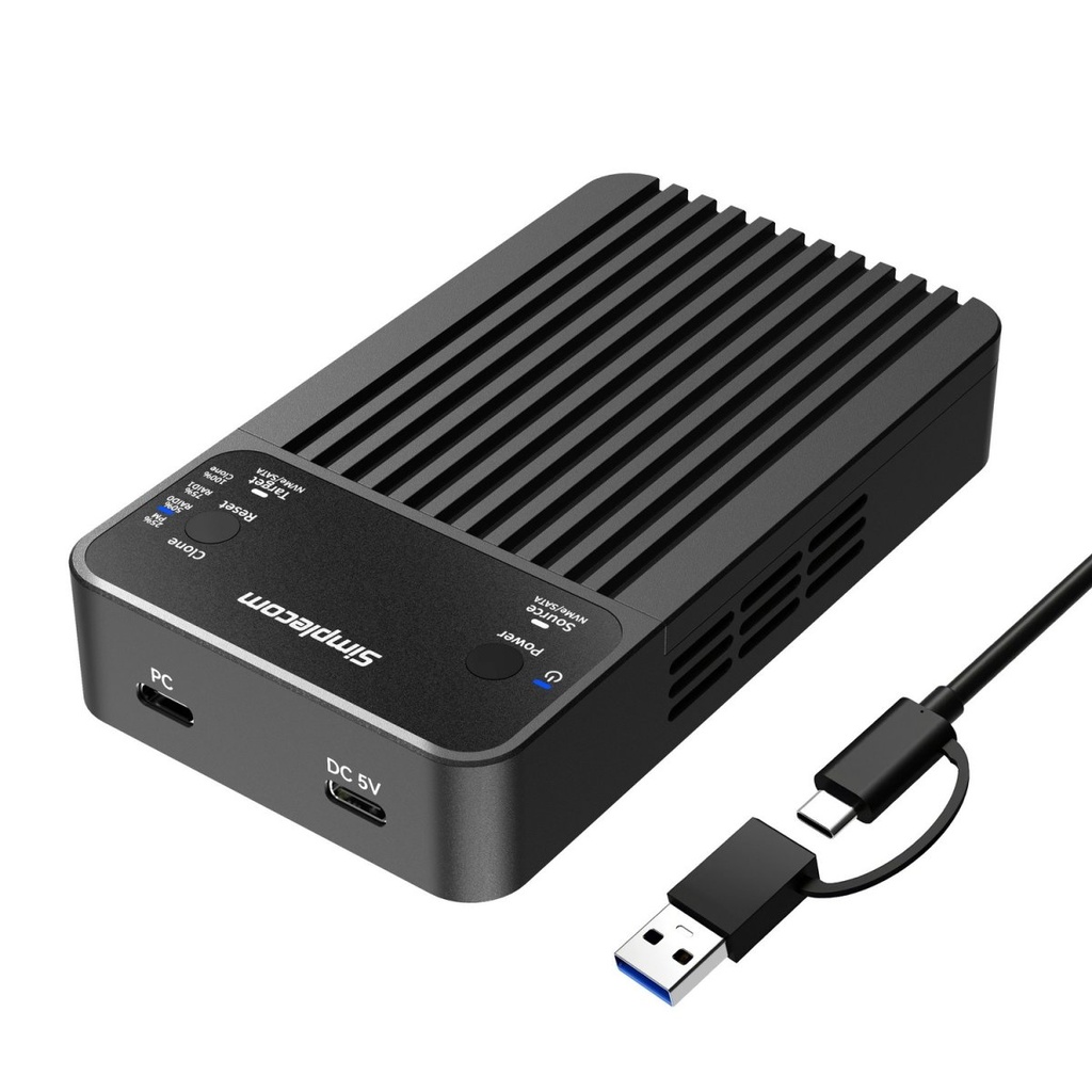 HXSI-SD562 Simplecom SD562 Dual-Bay NVMe/SATA M.2 SSD RAID Enclosure with Offline Clone