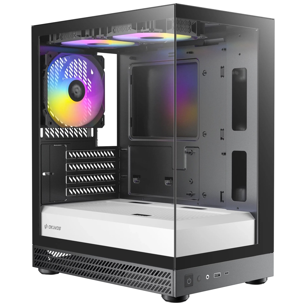 [CAO-AQUA-UNO-ZEBRA] CAO-AQUA-UNO-ZEBRA OKINOS AQUA UNO ZEBRA, Mini Tower, Micro-ATX/ITX, tempered glass, 3×120mm ARGB fans, USB 3.0 + Type-C, ≤309mm GPU, ≤165mm CPU cooler, steel