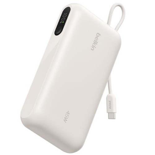 [MPA-BPB030FQSA] MPA-BPB030FQSA Belkin UltraCharge 20K mAh Power Bank & Display w/ Integrated USB-C Cable(20cm)-Sand(BPB030fqSA),2xUSB-C(45W),1xUSB-A(18W),$2500 CEW,2 Years Warranty