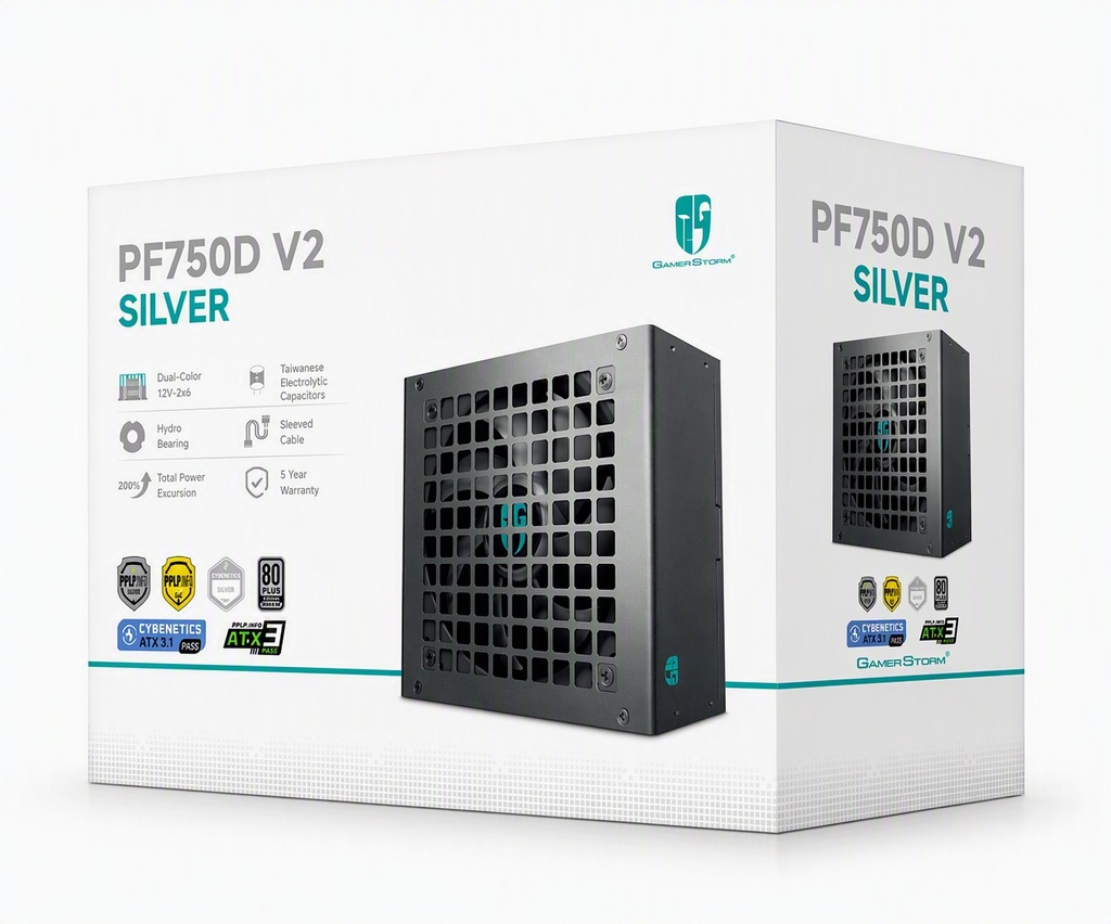 [PSD-PF750D-V2] PSD-PF750D-V2 DeepCool PF750D V2 750W Gamer Storm 80+ Silver/Cybenetics Non-Modular ATX Power Supply, Taiwanese Capacitors, ATX12V V3.1
