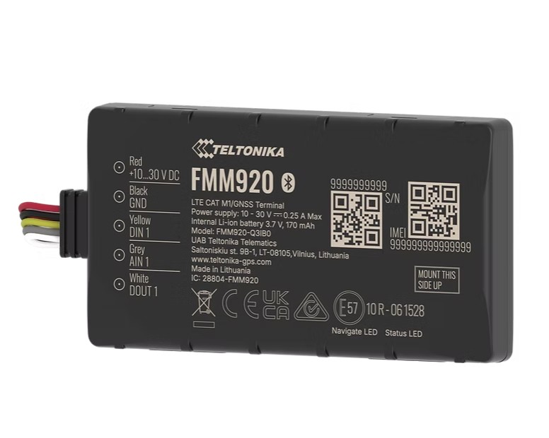 [NHT-FMM920] NHT-FMM920 Teltonika Most popular compact 4G LTE Cat M1 model for basic tracking, 12 mm-height device can be easily fitted in the tightest spaces