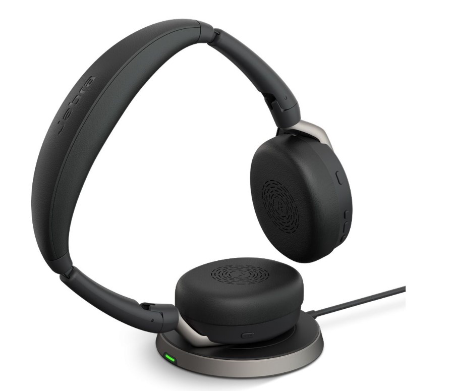 Jabra Evolve2 65 Flex UC Stereo Bluetooth Headset, Link380c USB-C Dongle  Wireless Charging Stand Included, Foldable Design, 2Yr Warranty, ANC