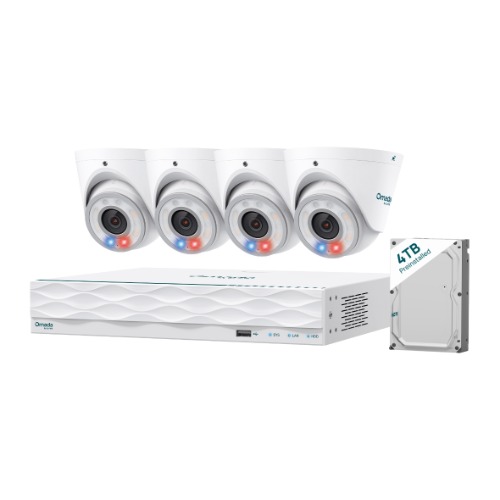 [NWTL-OMADA-T8S4-4T] NWTL-OMADA-T8S4-4T TP-Link Omada T8S4-4T 8MP Turret PoE Security Camera System with 4TB HDD, 4 Cameras with 16-Channel NVR (Omada Camera)