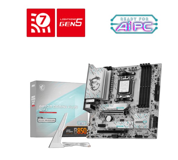 MBM-B850MGAMINGPLUSWF MSI B850M GAMING PLUS WIFI, AMD AM5, 4 x DDR5 up to 256 GB, 1 x HDMI, 2 x PCI Express x16, 2 x M.2, 4x USB 2.0, Wi-Fi 7