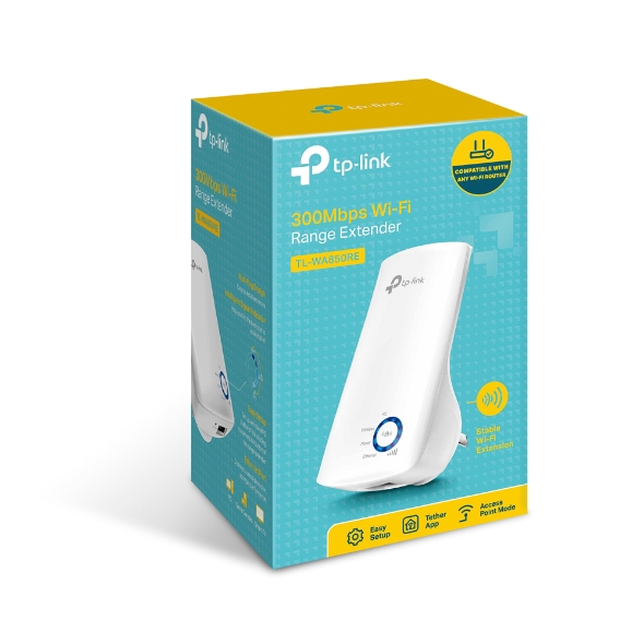 NWTL-WA850RE TP-Link TL-WA850RE N300 WiFi Range Extender 2.4GHz (300Mbps) 1x100Mbps LAN 802.11bgn 2x OnBoard antennas Mini size wall-mounted (~TL-WA855RE)