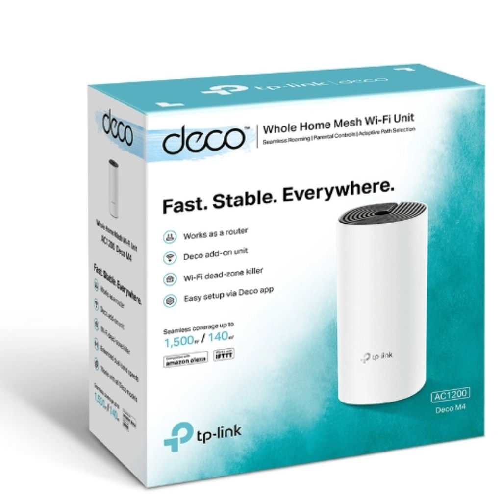 NWTL-DECOM4-1 TP-Link Deco M4 (1-pack) AC1200 Whole Home Mesh Wi-Fi (1-Pack), Up to 1167 Mbps, Parental Controls, Seamless AI Roaming, Gaming & Streaming
