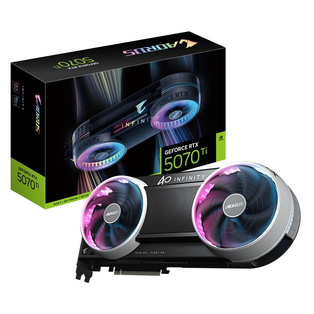 VCG-N507TAORUSIF-16GD Gigabyte AORUS GeForce RTX™ 5070 Ti INFINITY 16G, 2715 MHz, CUDA 8960, 28 Gbps, GDDR7, 256 bit, PCI-E 5.0, ATX,PSU 750W, 7680 x 4320