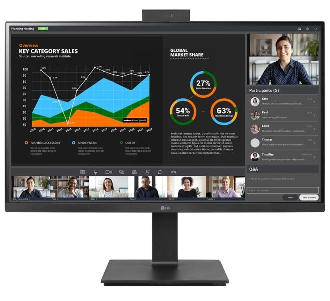 LG 27" IPS 5ms 2K Webcam  Mic, QHD (2560x1440) Pivot Monitor with Built-in Full HD Webcam, Daisy Chain  USB Type-C, Reader Mode, Adjustable Height