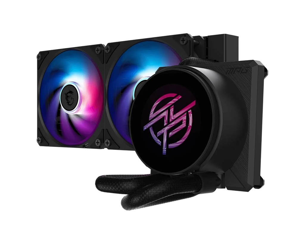 CFM-MPGCORELIQP22-240 MSI MPG CORELIQUID P22 240 - BLACK, 240mm AIO CPU cooler with 2.1' IPS LCD, dual ARGB fans, and Intel LGA1700/1851 & AMD AM4/AM5 support