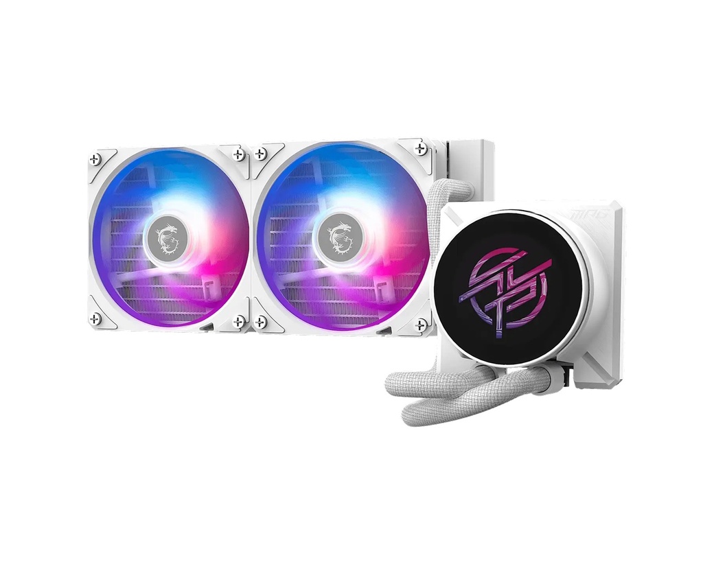 CFM-MPGCORELIQP22-240-WH MSI MPG CORELIQUID P22 240 - WHITE, 240mm AIO CPU cooler with 2.1' IPS LCD, dual ARGB fans, and Intel LGA1700/1851 & AMD AM4/AM5 support