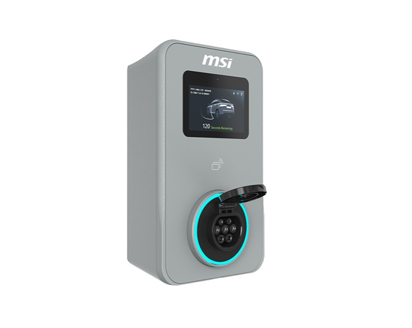 EVM-ECO-PREMIUM-MAX MSI Eco Premium Max(OCPP) 22kW (Gray), 22kW 3-phase 380–415V 32A; 7/11kW 1-phase; OCPP2.0.1; IP65/IK08; 5in display; WiFi; app; RFID/4G optional