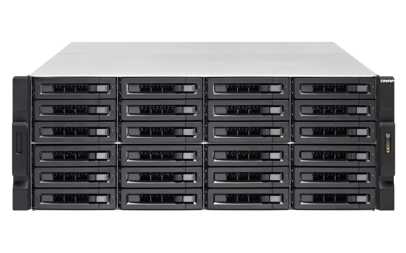 [TS-2483XU-RP-E2136-16G] TS-2483XU-RP-E2136-16G 24-Bay NAS, Intel Xeon E-2136 quad-core 3.3 GHz processor (burst up to 4.5 GHz), 16 GB UDIMM DDR4 (2 x 8GB), 24x 2.5"/3.5" SATA HDD/SSD, 4 GigaLan