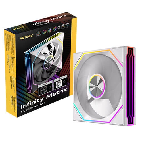 CFA-IM120ARGB-WH Antec IM 120 ARGB - White – 120mm PWM Fan, 800–1800RPM, 46.43CFM, 1.69mmAq, Hydraulic Bearing, ARGB