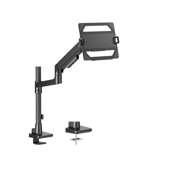 Brateck LDT81-C012P-ML-B POLE-MOUNTED HEAVY-DUTY GAS SPRING MONITOR ARM WITH LAPTOP HOLDER For most 17"~49" Monitors, Fine Texture Black (LS)