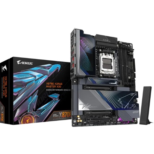 MBG-X870EAORUSMASTERX Gigabyte X870E AORUS MASTER X AM5 DDR5 256GB USB4 Wi-Fi7 BT5.4 10GbE+5GbE PCIe5 M.2 PCIe5/4 HDMI ALC1220 ES9118 ATX 30.5×24.4cm