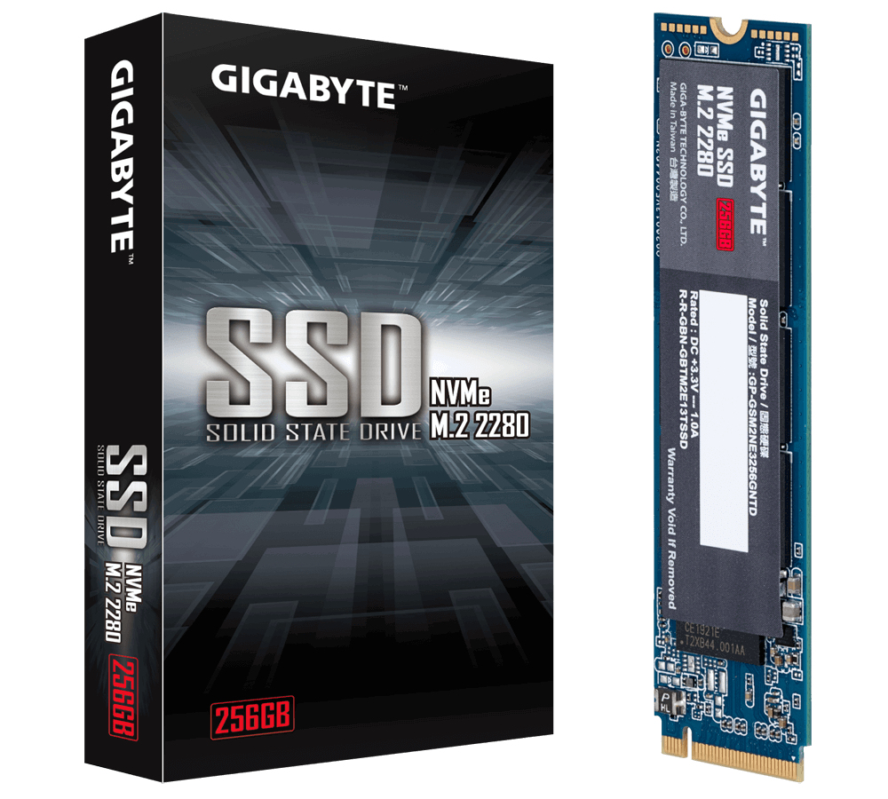 [GP-GSM2NE3256GNTD] GP-GSM2NE3256GNTD Gigabyte, SSD, M.2(2280), NVMe, PCIE 3x4, 256GB, Read:1700MB/s(180k IOPs),Write:1100MB/s(250k IOPs), 2.6W, 5 Years Limited Warranty
