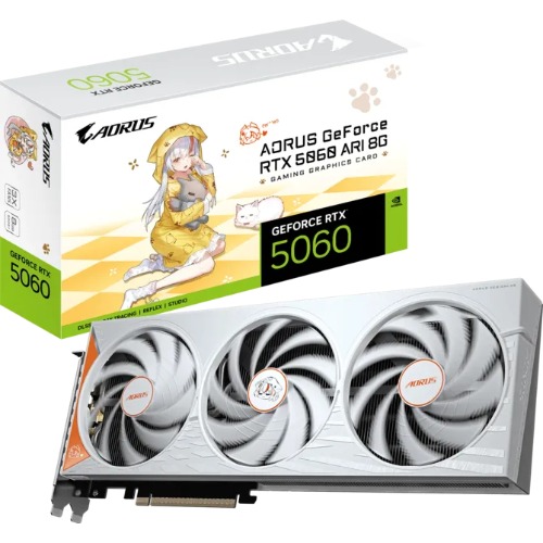VCG-GV-N5060AORUSARI-8GD Gigabyte GV-N5060AORUS ARI-8GD, GeForce RTX™ 5060 8GB, GDDR7, 128-bit, 2722 MHz Boost, 28gbps PCIe 5.0, 3840 CUDA Cores, 550WPSU, 8-Pinx1, DP 2.1b x3