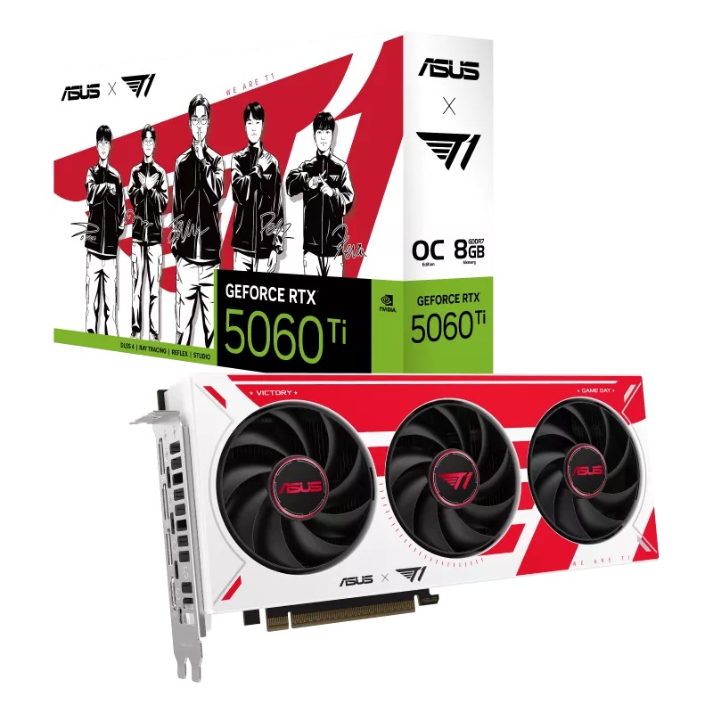VGA-T1-RTX5060TI-O8G-GAM ASUS nVidia T1 GeForce RTX™ 5060 Ti 8GB GDDR7 OC Edition, 759 TOPs, 4608 CUDA, 28Gbps, 128-bit, PCIe 5.0, 2.5-Slot