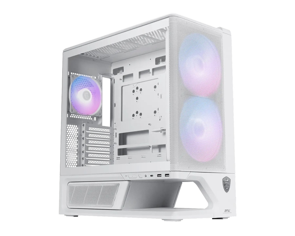 CAM-MPGVIXTA300RAIRFPZ-WH MSI MPG VIXTA 300R AIRFLOW PZ - WHITE, Mid-tower case with mesh front, 3 ARGB fans, USB-C 20Gbps, ATX support, optimized airflow