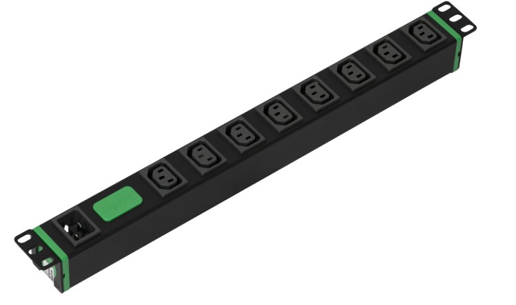 UPAPC-SEP6116G Easy Rack PDU, Basic, Horizontal, 1 Phase, 3.7kW, 230V, 16A, 8 x C13 outlets, IEC60320 C20 inlet