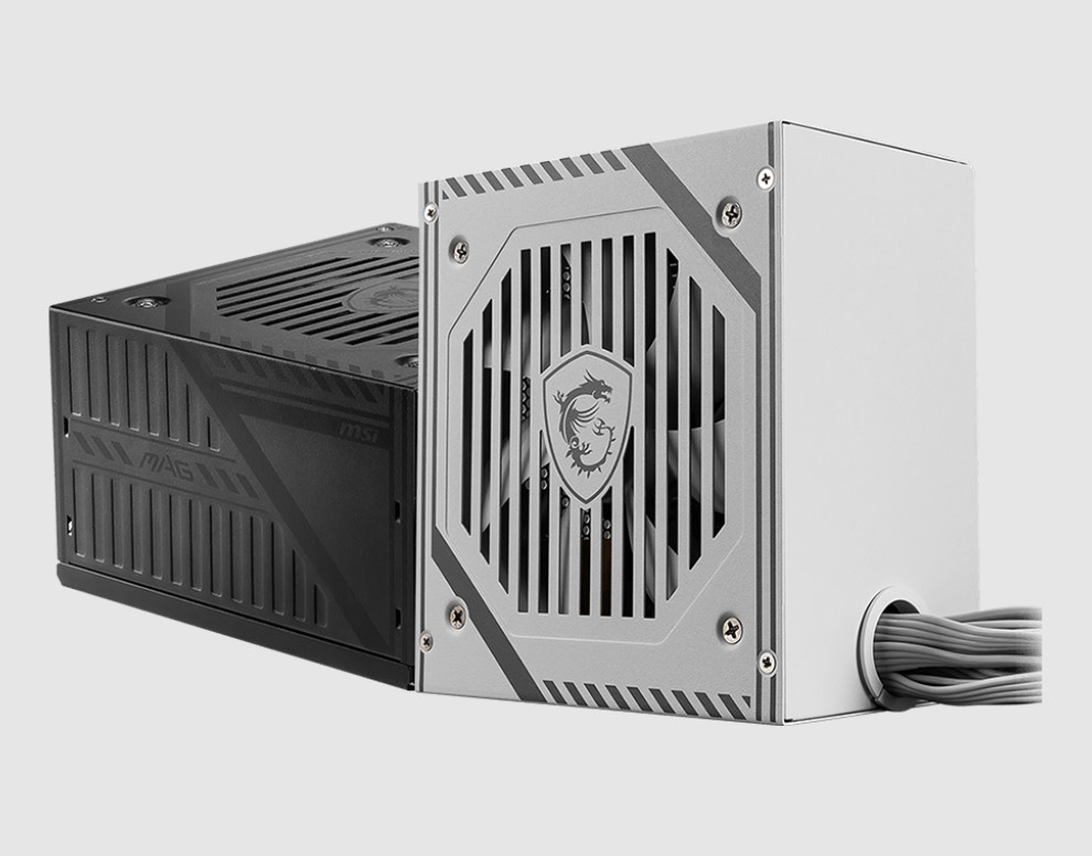 PSM-A650BNL-WHITE MSI MAG A650BNL WHITE 650W PSU, 80 PLUS Bronze, Active PFC, 120mm Hydro Bearing Fan, Non-Modular, 2x PCIe 6+2, 5x SATA, OCP/OVP/OPP/SCP, ATX, 2x EPS