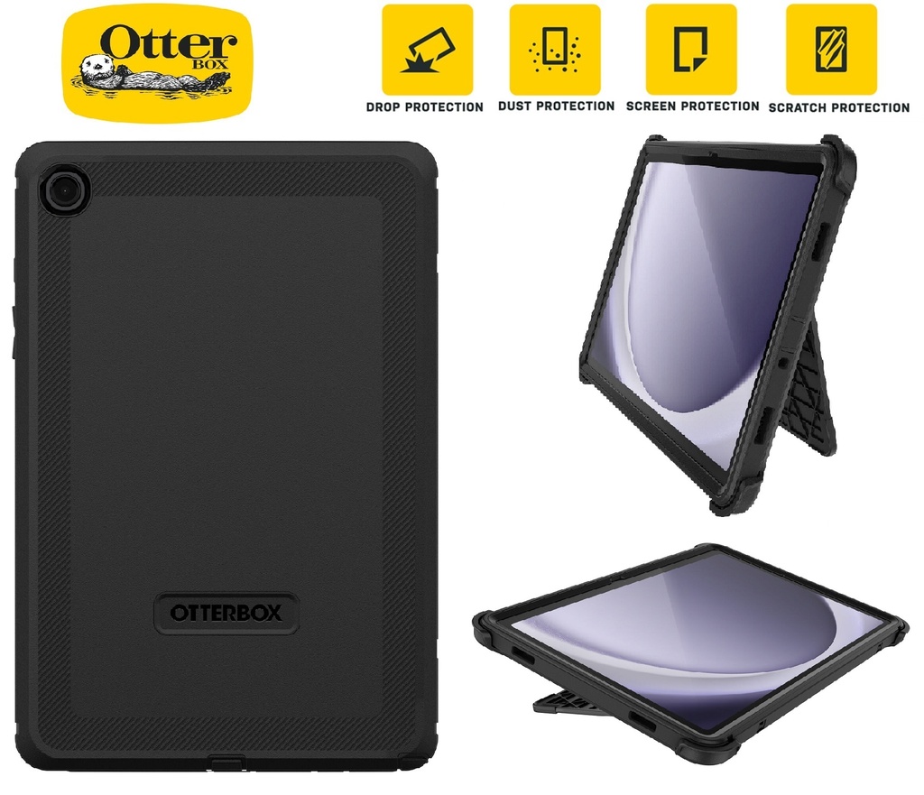 OtterBox Defender Samsung Galaxy Tab A9+ (11") Case -Black(77-95006),DROP+ 2X Military Standard,Multi-Layer,Built-in-Screen Protector,7 Years Warranty