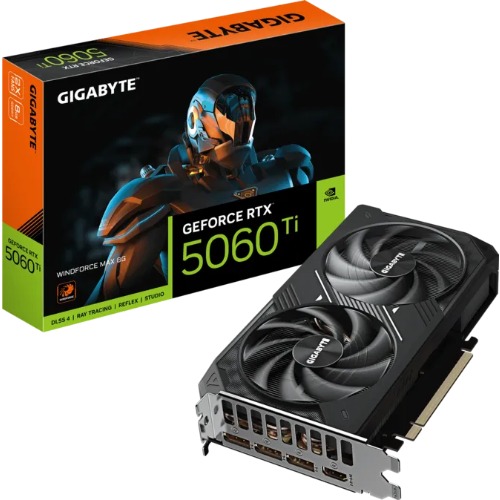 VCG-N506TWF2MAX-8GD Gigabyte GeForce RTX™ 5060 Ti WINDFORCE MAX OC 8G, 2587 MHz, CUDA 4608, 28 Gbps, GDDR7, 128 bit, PCI-E 5.0, PSU 650W, DisplayPort 2.1b *3 HDMI 2.1b *1