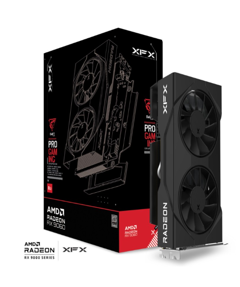 VCX-RX9060-8GB-BK XFX Swift AMD Radeon RX 9060 Gaming Edition with 8GB GDDR6 HDMI 2xDP, AMD RDNA™ 4 (RX-96SWFT8BE)