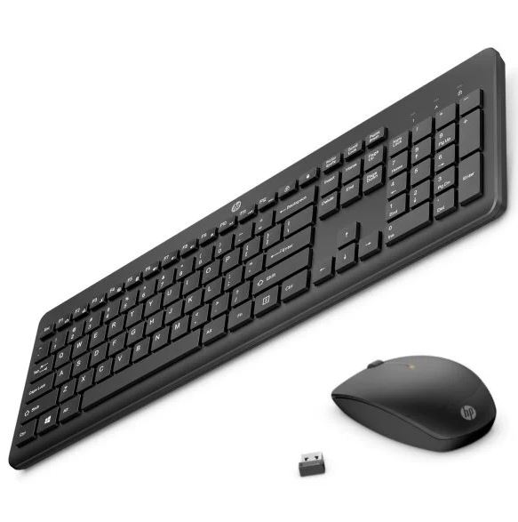 HP 235 USB Wireless Keyboard  Mouse Combo Reduced-sized  Low-Profile Quiet Keys Easy Cleaning Plug  Play for Notebook Desktop PC MAC
