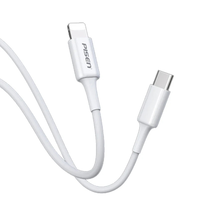 Pisen Lightning to USB-C PD Fast Charge Cable (2M) White - 3A, Support Data Sync, Durable, Easy to insert, Apple iPhone,iPad,MacBook