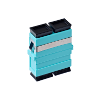 [015.002.0074] 015.002.0074 SC OM3 / OM4 Multimode Through Coupler Flangeless Duplex | Aqua