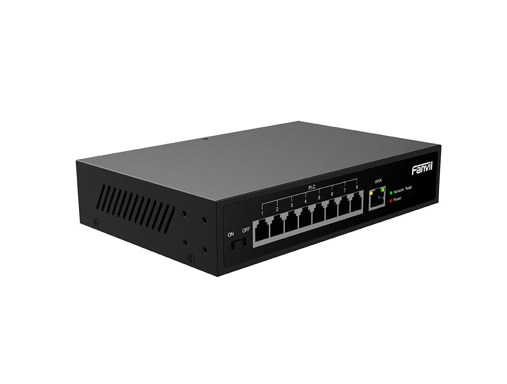Fanvil PN8 2-Wire PoE Switch, Plug-and-Play, Reuse Existing Wires (PSTN  RVV cables), Cascade Via Ethernet Cables, Built-in Power Supply