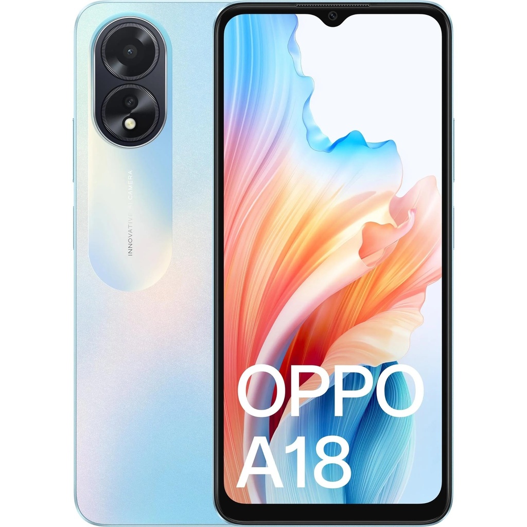OPPO A18 4G 128GB - Blue (CPH2591AU Blue)*AU STOCK*, 6.56", HD+, 90Hz, 4GB/128GB, 8MP/5MP, Dual SIM, 5000mAh, 2 Years Warranty