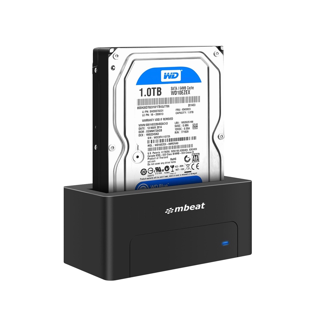 mbeat D1 USB 3.0 3.5"  2.5" SATA HDD Docking Station - Black Product Weight: 250g HDD Capacity: Max. 20TB Data Speed: Max. 5Gbps