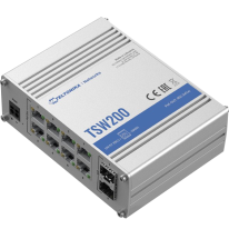 [TSW200] TSW200 Teltonika |  | 10 Port Industrial Unmanaged Switch with 8 Port PoE+ and 2 SFP slots  ** PSU not included **
