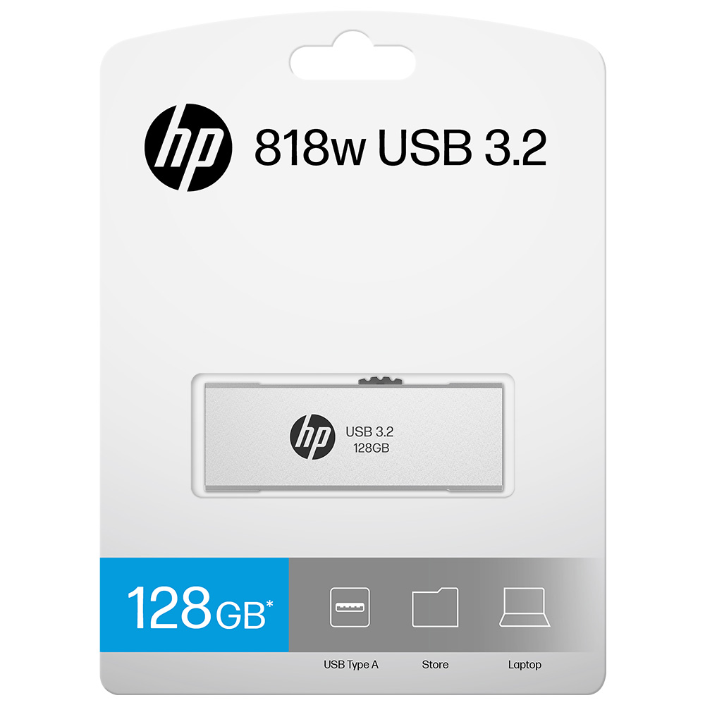 (LS) HP x818w 128GB USB 3.2 Flash Drive Silver Metal, PCBA 3.2 Read Performance  up to 100 MB/s