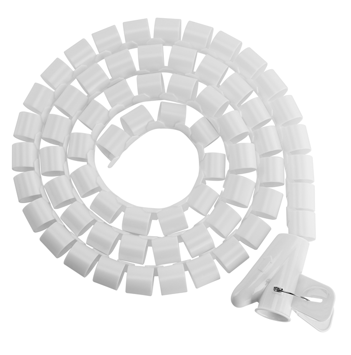 [6956745165976] 6956745165976 Brateck 20mm/0.79" Diameter Coiled Tube Cable Sleeve  Material Polyethylene(PE) Dimensions 1000x20mm - White (LS)