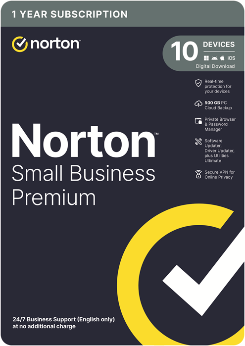 [SNN-SBP-500G-10D] SNN-SBP-500G-10D Norton Small Business Premium 500GB AU 1 User 10 Devices, 12 Months, Digital Key via Email (Available on Leader Cloud)