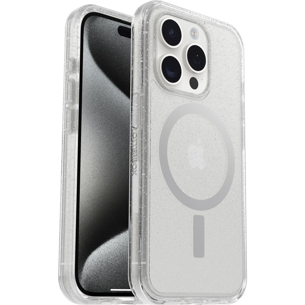 OtterBox Symmetry+ MagSafe Apple iPhone 15 Pro (6.1") Case Stardust (Clear Glitter) - (77-93034),DROP+ 3X Military Standard,7 Years Warranty
