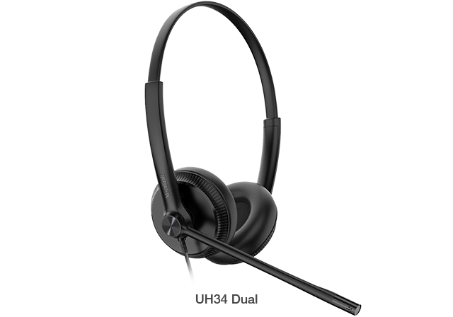 Yealink UH34 Dual Teams USB Headset, Lightweight, All Day Wearing Comfort, Ear Wideband Noise Cancelling Microphone, Leather Ear Cushions, USB-A