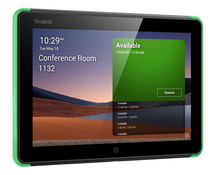 Yealink Roompanel Android based Scheduling Panel 8-inch, flush mount kit for wall or glass, 20° Tilt, PSU included, Yealink Platform, Microsoft Teams,