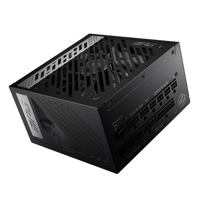 A1000G MSI MPG  PCIE5 1000W ATX Power Supply Unit, 80 PLUS Gold, Fully modular flat cables, 0 RPM Mode, Active PFC design