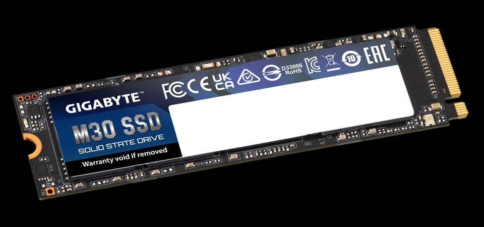 [GP-GM301TB-G-M2] GP-GM301TB-G-M2 GIGABYTE M30 SSD 1TB, PCIe 3.0x4, NVMe 1.3, M.2 2280, 3D TLC NAND Flash