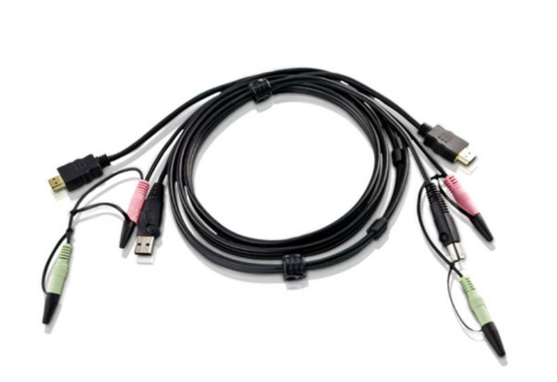[2L-7D02UH] 2L-7D02UH HDMI KVM Cable - 1.8M Male to Male with USB Type A Male to Type B Female, 3.5mm Stereo Audio & Mic Cable End to End