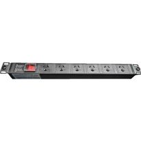 [PDU.6WRS.10A] PDU.6WRS.10A 1RU 6 Way GPO Rack Mount PDU Power Rail With Red ON/Off Switch and fixed 10A Power Cord