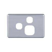 040.000.0049 Classic Single Power Point with Extra Switch Cover Plate - Horizontal - Silver