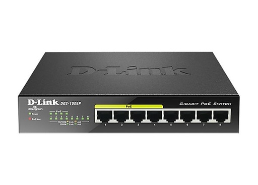 [DGS-1008P] 8-Port 10/100/1000Mbps Unmanaged Switch with PoE