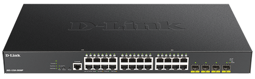 [DGS-1250-28XMP] 28-Port Gigabit Smart Managed PoE+ Switch with 24 PoE+ RJ45 and 4 SFP+ 10G Ports. PoE budget 370W.