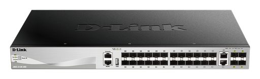 [DGS-3130-30S] 30 port Stackable Gigabit Switch with 24 SFP ports and 4 10 Gigabit SFP+ ports and 2 10GBASE-T ports.