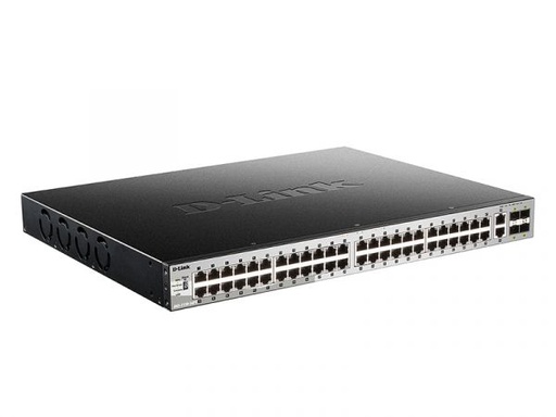 [DGS-3130-54PS] 54 port Stackable Gigabit PoE+ Switch with 48 1000Base-T PoE/PoE+ ports and 4 10 Gigabit SFP+ ports and 2 10GBASE-T ports. PoE budget 370W (740W with